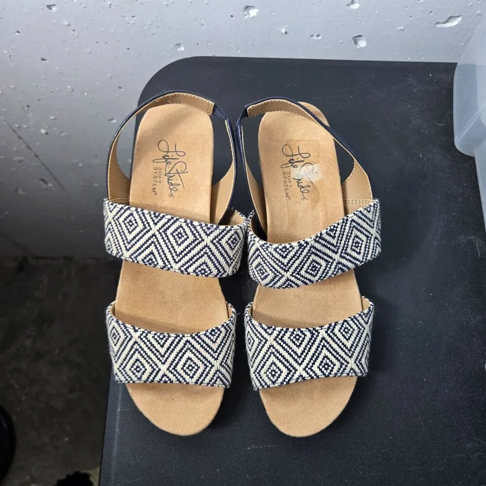 Lifestride Womens Marcela Wedge Sandals Size 6.5 Comfort Summer Cork Open Toe